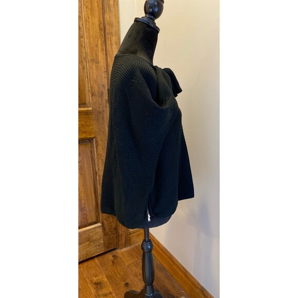 Tahari Black Womens Sweater Size XL Ribbed Side Zippers Stylish Stretchy - Picture 5 of 12